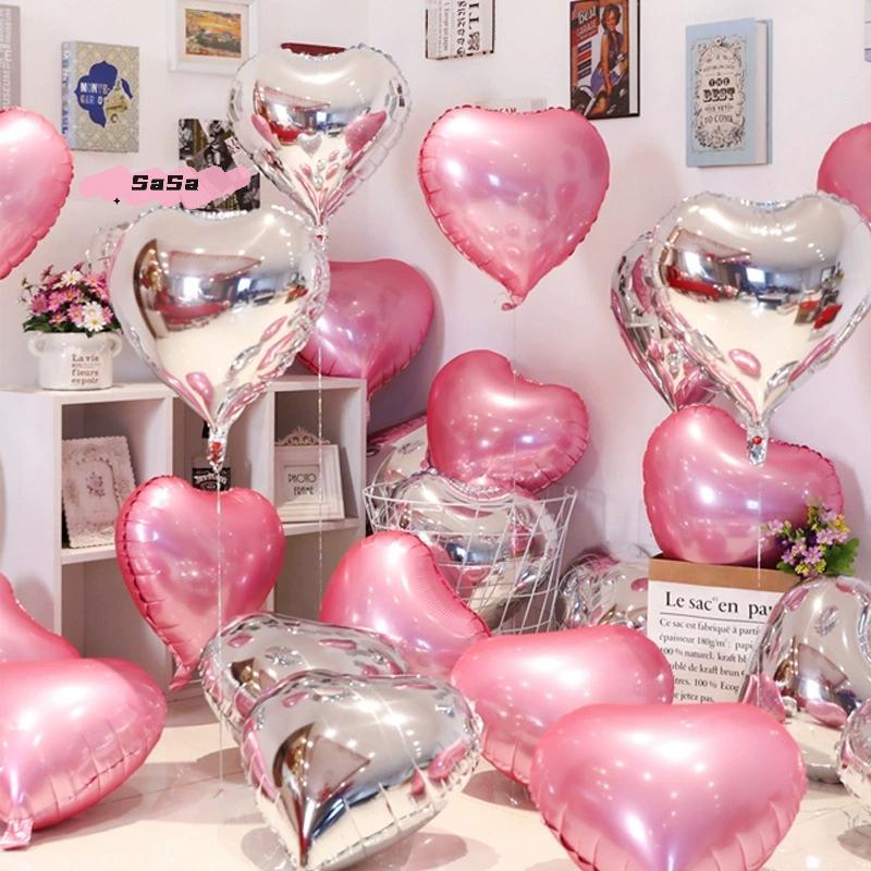 10Pcs 18-Inch Large Red Heart Shaped Foil Balloons for Valentine's Day Wedding Shower Anniversary Engagement Party Decoration