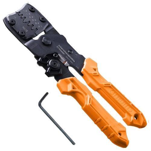 ENGINEER PAD-12 Precision Crimping Pliers with Interchangeable Dies, Crimping Tool for Open Barrel, Medium Terminals