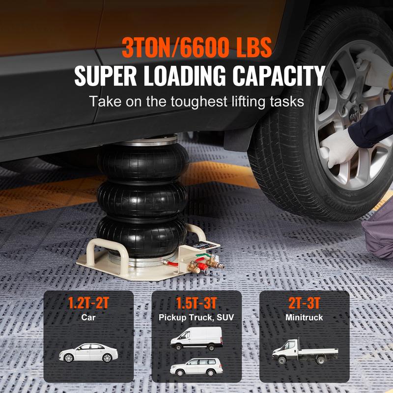 

SucceBuy Air Jack 3 Ton Double Bag Air Jack Air Bag Jack Lift Up 3-5 s Fast Lifting Pneumatic Jack for Cars with Short Handle