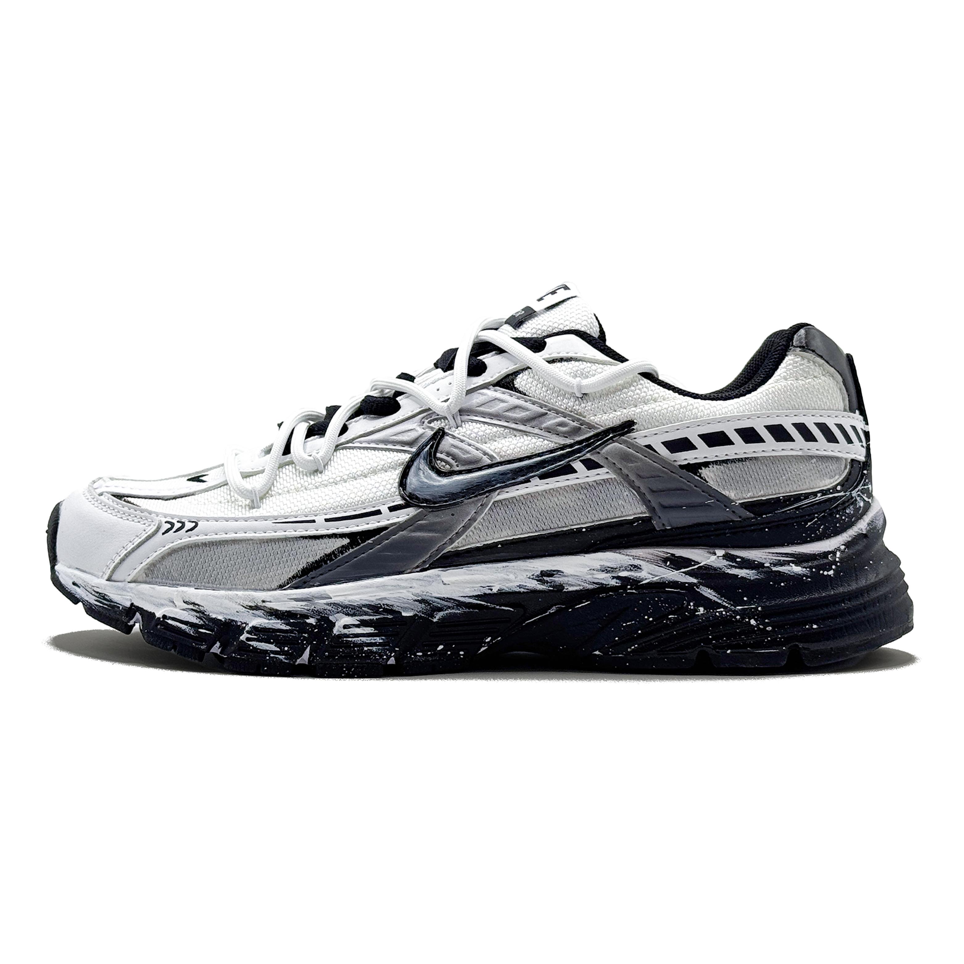 

Nike Initiator Cushioning Abrasion Resistant Slip Resistant Low top Running Shoes Men s Black White 394055-100(Team907-) 40.5
