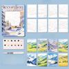 Folded Watercolor Coloring Line Drawing Book Comes with Paints Brushes Notebook Beginners Coloring Doodle Copying Illustrations