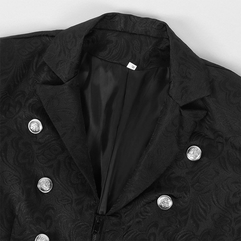 2023Wish New European and American Men's Clothing Medieval Retro Clothing Men's Mid-Length Punk Retro Tailcoat for Men