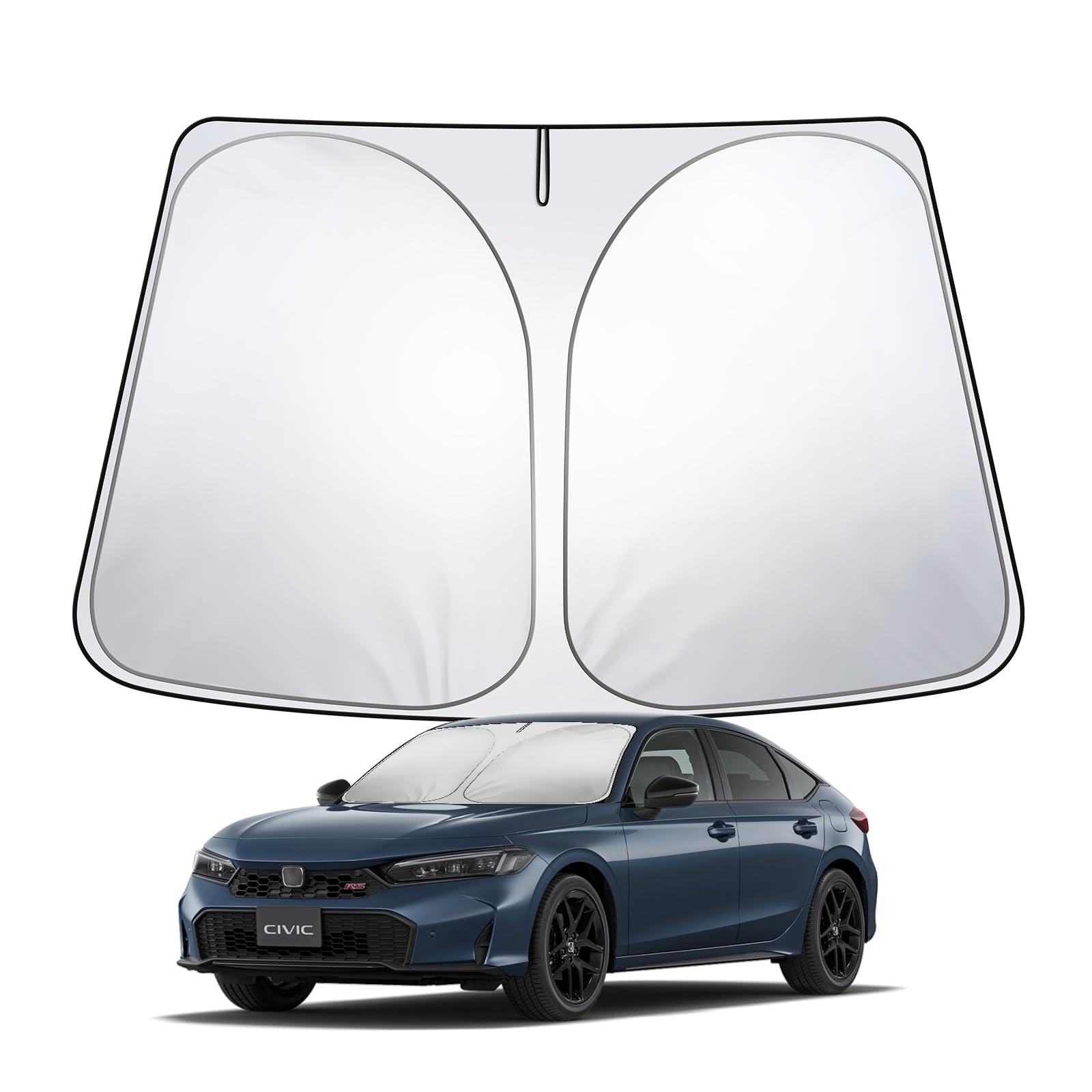 

LANGBEAN Honda Civic 11th Generation Improved UV Foldable Sunshade for Front Civic FL1 Interior Easy Storage Pouch Included (FL) Sunshade, Design,