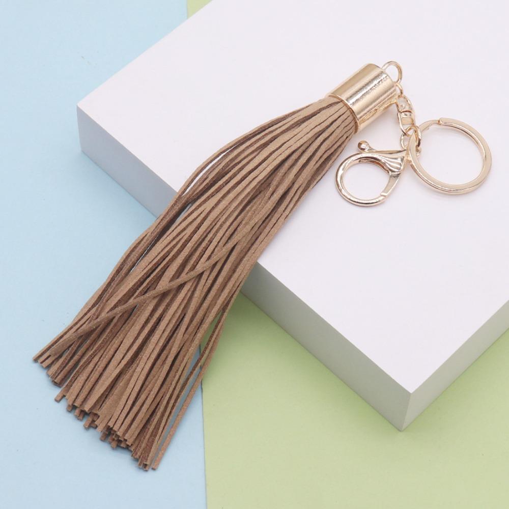 Cute Hanger Leather Tassel Keychain Alloy Pu Car Keyring Fashion DIY Bag Charm Men