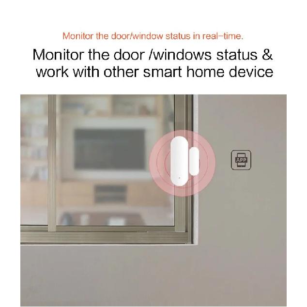Tuya Smart WiFi Door Sensor Smart Home Open Close Detector Smartlife App Control Notification Compatible with Alexa Google Home