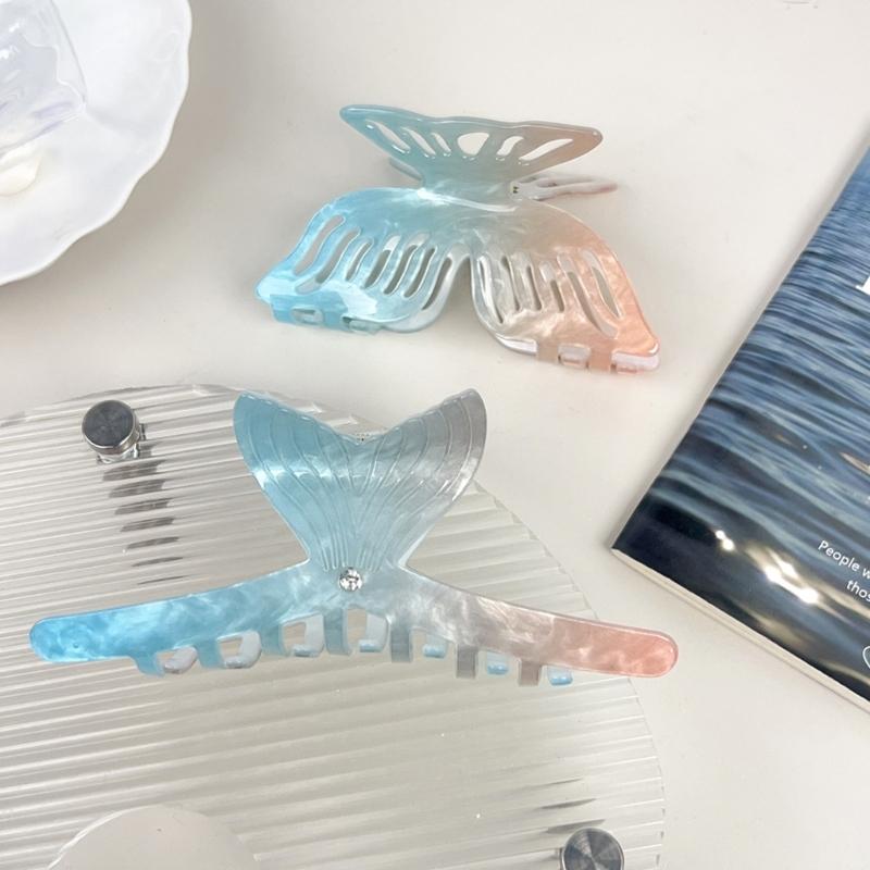 Multicolor Acetate Hair Claw Clip With Fish Tail Design Nonslip Hair Clip For Women Beach Vacation Hair Accessories