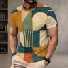 Men Plus Size Round Neck Short Sleeve T Shirt Abstract Geometric Printed Multicolor Casual Pullover