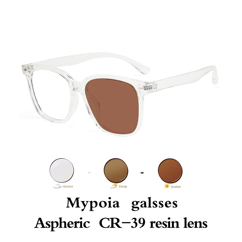 Men Women Ultralight Photochromic Glasses TR90 Frame Myopia Eyewear Vintage Color Changing Sunglasses 0To -6 0