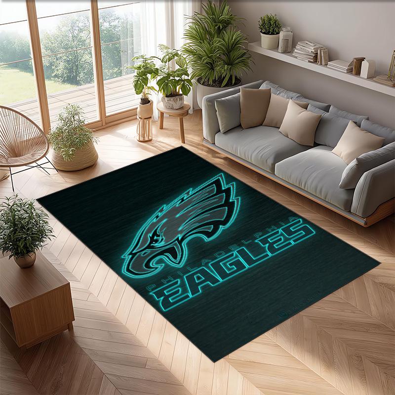 Philadelphia Eagles Kristall Samt Teppich Weich Anti?Rutschfeste Fußmatte Bequemer Wohnzimmer Schlafzimmer Dekor Teppich