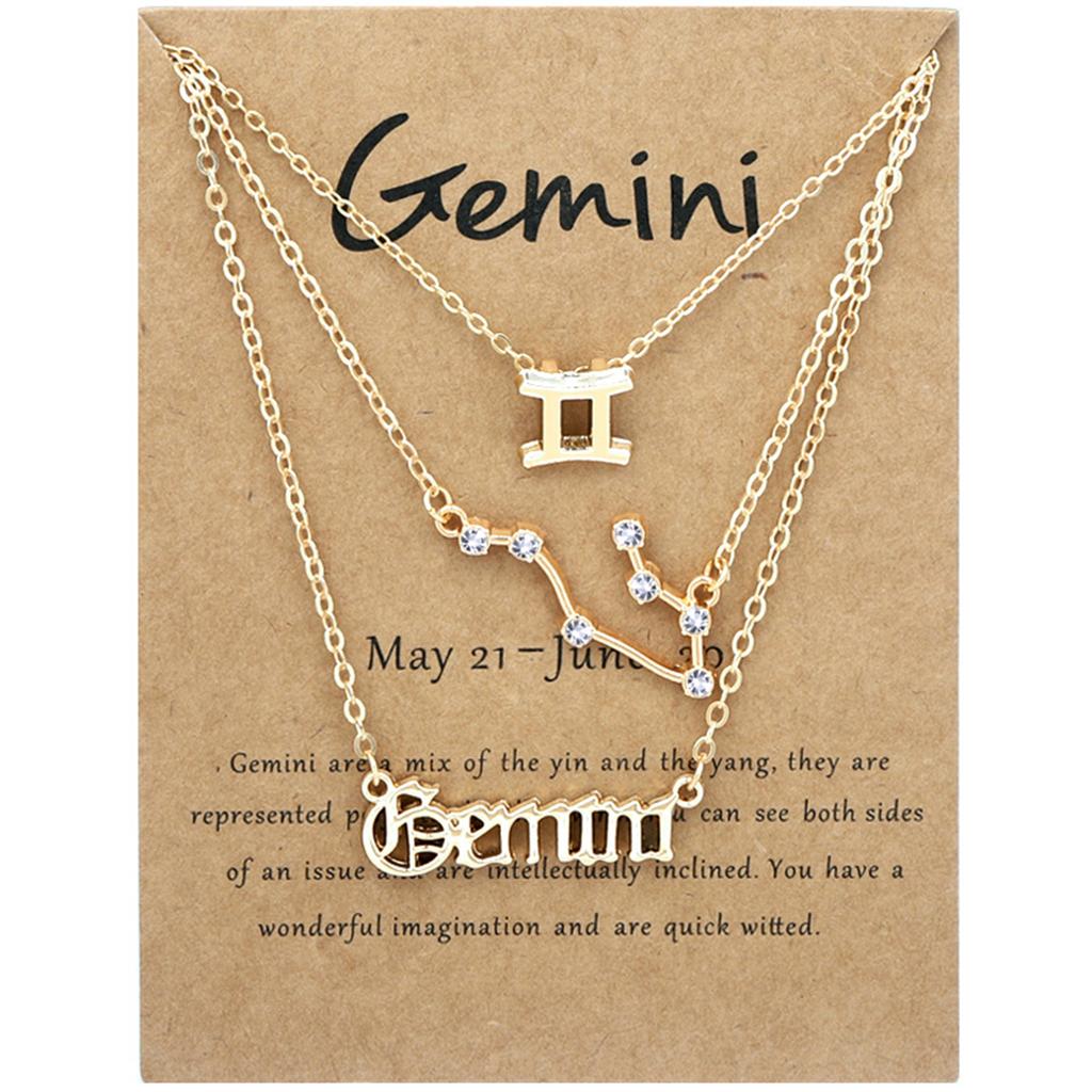 3Pcs 12 Constellation Pendant Necklace Exquisite Letter Horoscope Sign Jewelry