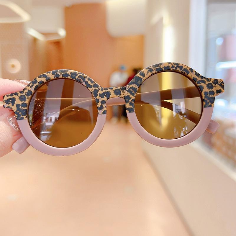 Children Boy Girl Leopard Double Color Cartoon Bear Shape Round Sunglasses Kids Vintage Sunglasses UV400 Protection Classic