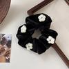 Retro Black Velvet Pearl Rope Hair Headband Flowers Hairband For Woman Temperament Hair Ties Rubber Band Female Hair Accessories
