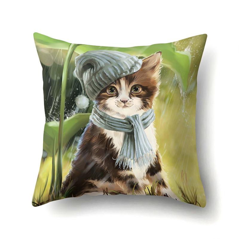 Oil Painting Animal Single-sided Polyester Pillowcase Home Living Room Soft Decoration Sofa Cushion Cover Bedroom Bed Pillowcase