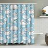 Blue Sea Shell Print Shower Curtain Set: Waterproof Fabric Decorative Home Bath Room Accessory For Bathroom Light Blue