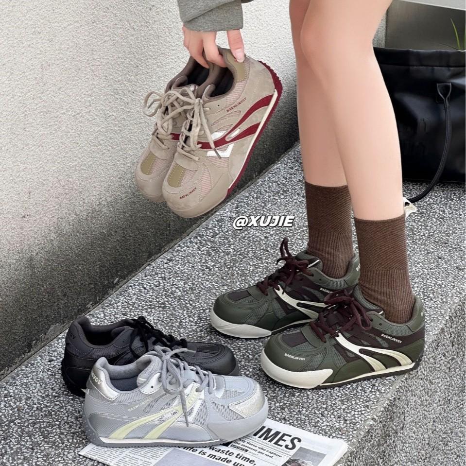 2025 autumn new leather thick-soled heightening dad shoes women's mesh breathable fashion versatile sports shoes women's shoes