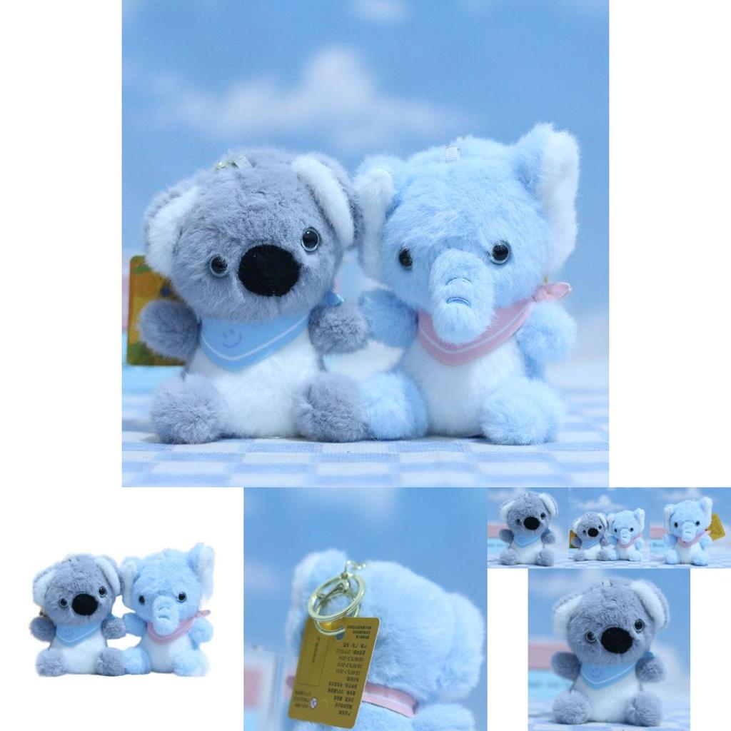 Adorable Plush Elephant And Koala Keychain Soft Toy Cute Animal Doll For Bags