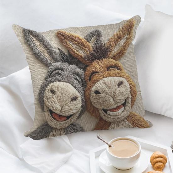 3D Animal Cushion Cover Imitation Embroidery Pillowcase Dog Alpaca Zippered Throw Pillow Cover for Home Farmhouse Couch Sofa Bed
