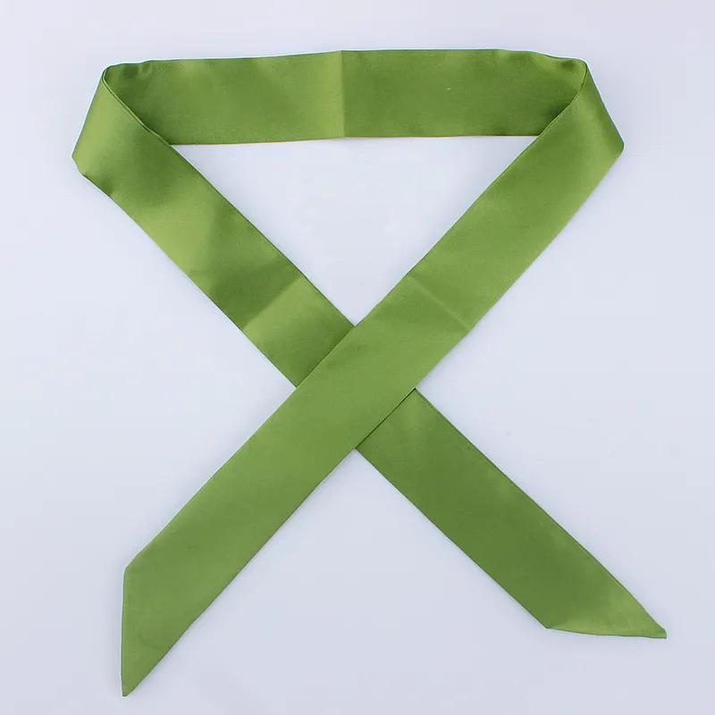 Fashion Women Narrow Solid Color Long Silk Scarf Satin Neck Tie Handle Bag Ribbons Luxury Headbands Skinny Scarves Neckerchief