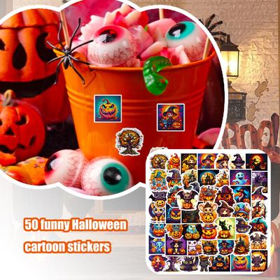 Funny Halloween Cartoon Stickers, Decorate Refrigerator Scooter Water Cup DIY Personalized Stickers