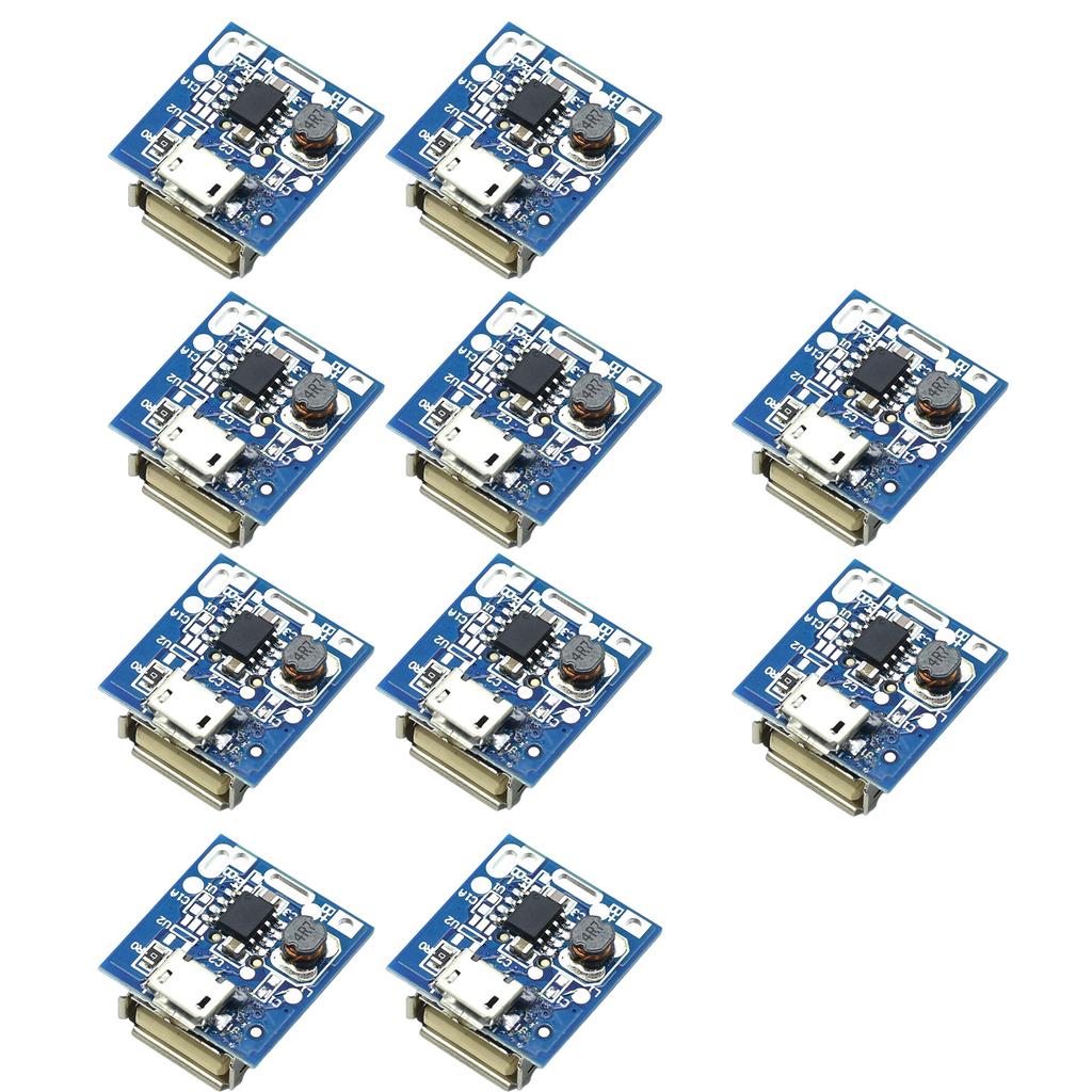 Pack of 10pcs 5V Step Up Board for Lithium Battery Charging Protections with Built-in Intelligent Temperature Control