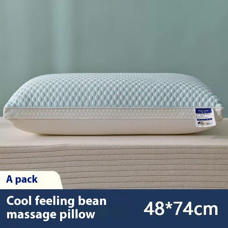 Oreiller Cervical de Massage en Tissu Fibre Soyeuse Glacée Rafraîchissante, Noyau d'Oreiller Aide au Sommeil, Sommeil Profond Adulte Usage Domestique, Oreiller Ménager Évacuant l'Humidité