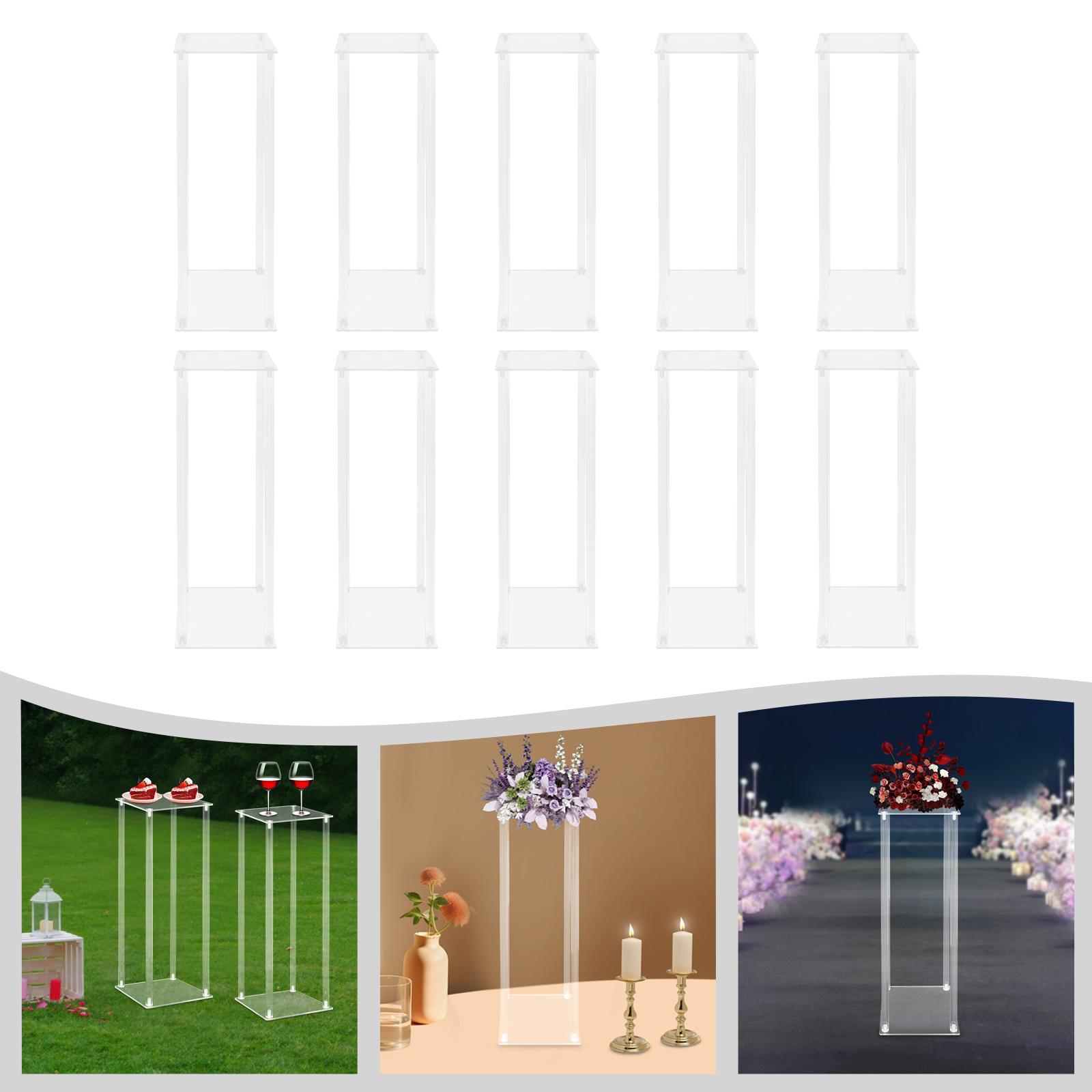 

10 шт. Прозрачные акриловые подставки для цветов, Прямоугольная настольная подставка для демонстрации цветов 20*20*60 см для свадеб, вечеринок по случаю дня рождения чистый