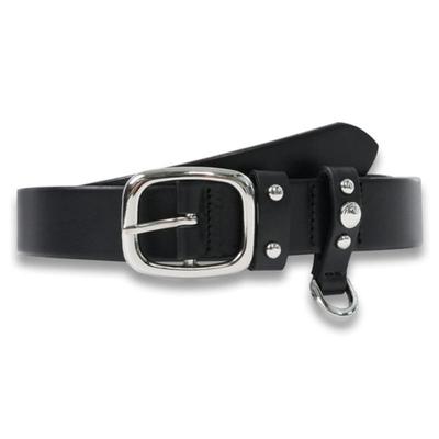 Doffsept Stud Ring Leather Belt In Black
