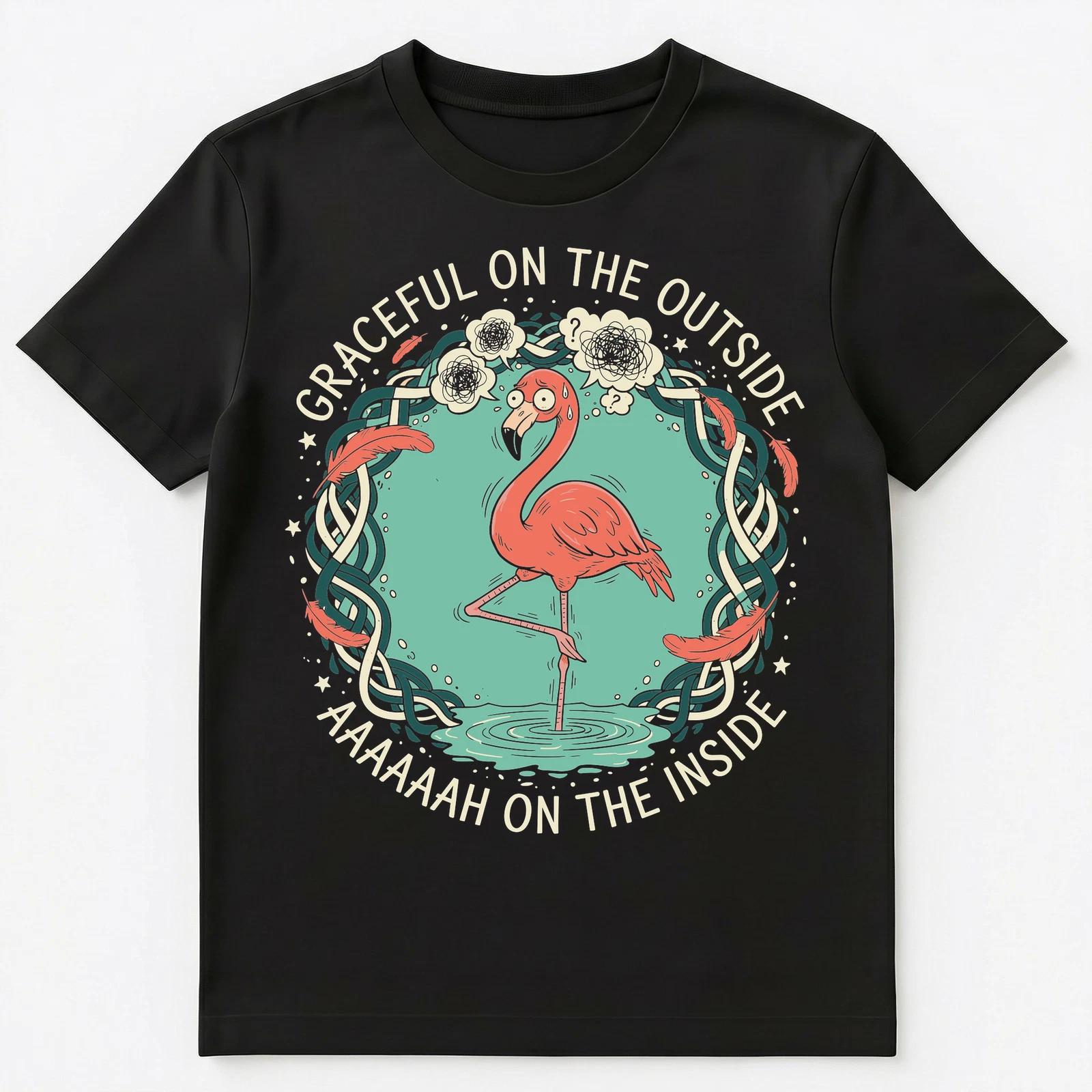 

Stressed Out Flamingo Relatable Stress Humor Wildlife Unisex T-Shirt 4XL