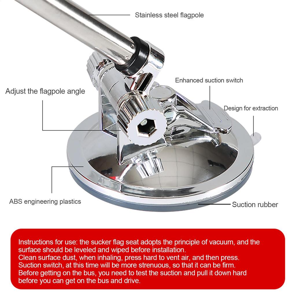 New Car Flagpole Mount Bracket With Suction Cup Flag Pole Holder Flagpole Display Holder Flag Pole Mounting Bracket For Car SUVs