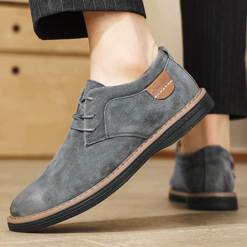 Zapatos Oxford clásicos de cuero genuino para hombres, zapatos planos, zapatos casuales de cuero de ante cómodos, mocasines, zapatos de negocios para hombre