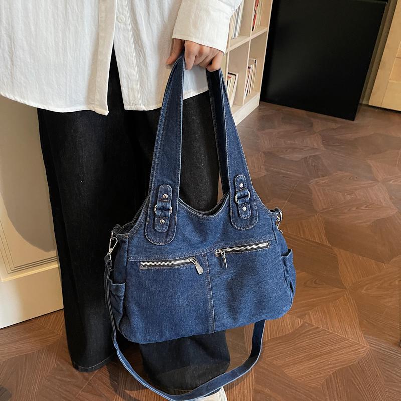 Vintage Denim Tote Bag Women Shoulder Bag Handbag