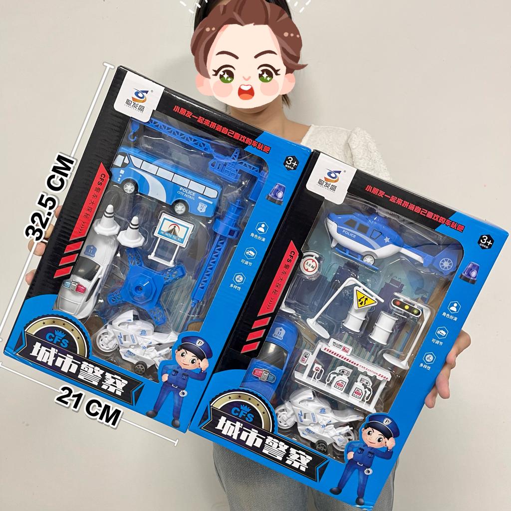 Construction Truck Fire Truck Inertia Pull Back Truck Set Gift Box Excavator Bulldozer Model Boy Toy