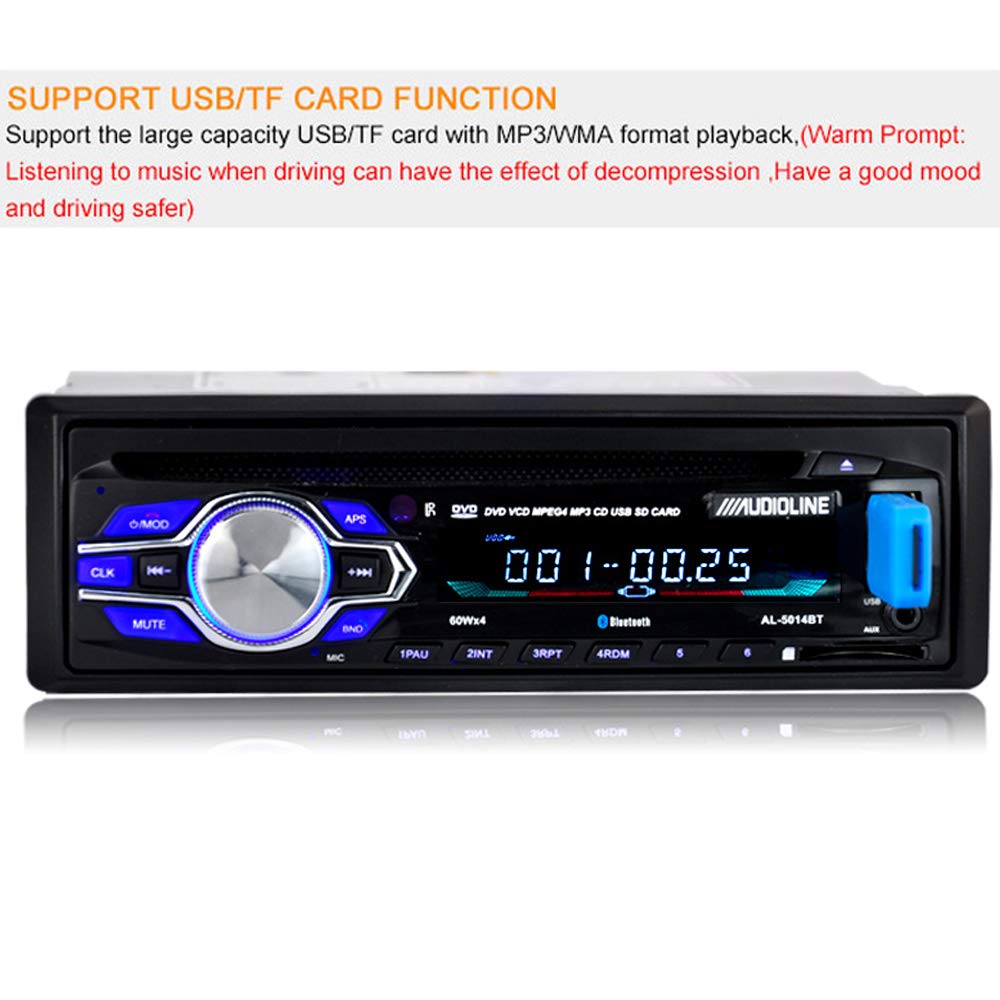 PolarLander Bluetooth Autoradio mit Fernbedienung und Freisprecheinrichtung In-Dash 1DIN UKW USB SD Aux-Eingang DVD CD-Player