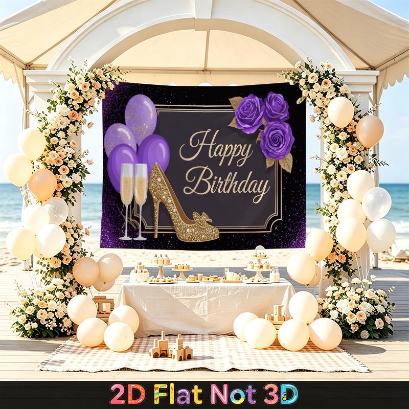 Purple Balloon Party Backdrop 1pc - Photo Booth Props