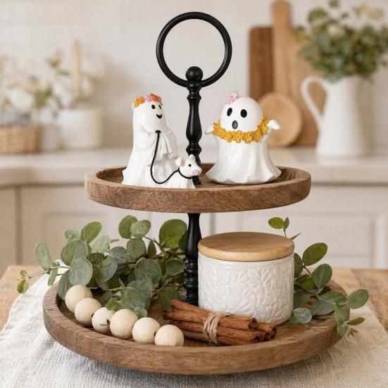 jijijing Halloween Ghost Figurine, Spooky Resin Statue, Classic Decoration for Indoor Outdoor Tabletop Decor, Durable Retro Ornament Gift