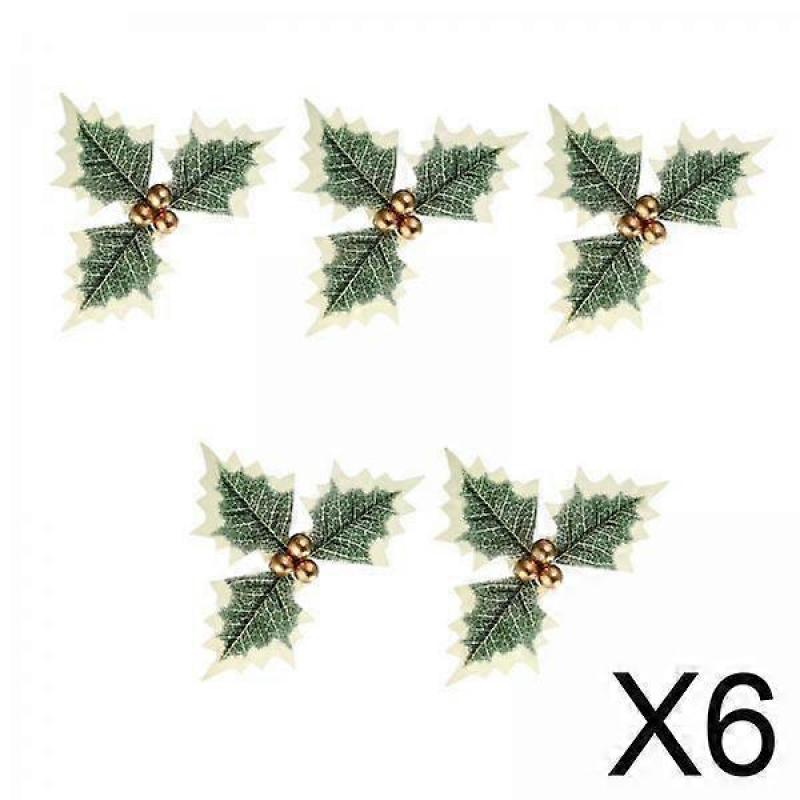 6x5Stk Künstliche Beere Weihnachtsbeere Blatt für Basteln Hochzeitsgirlande Feiertag Gold