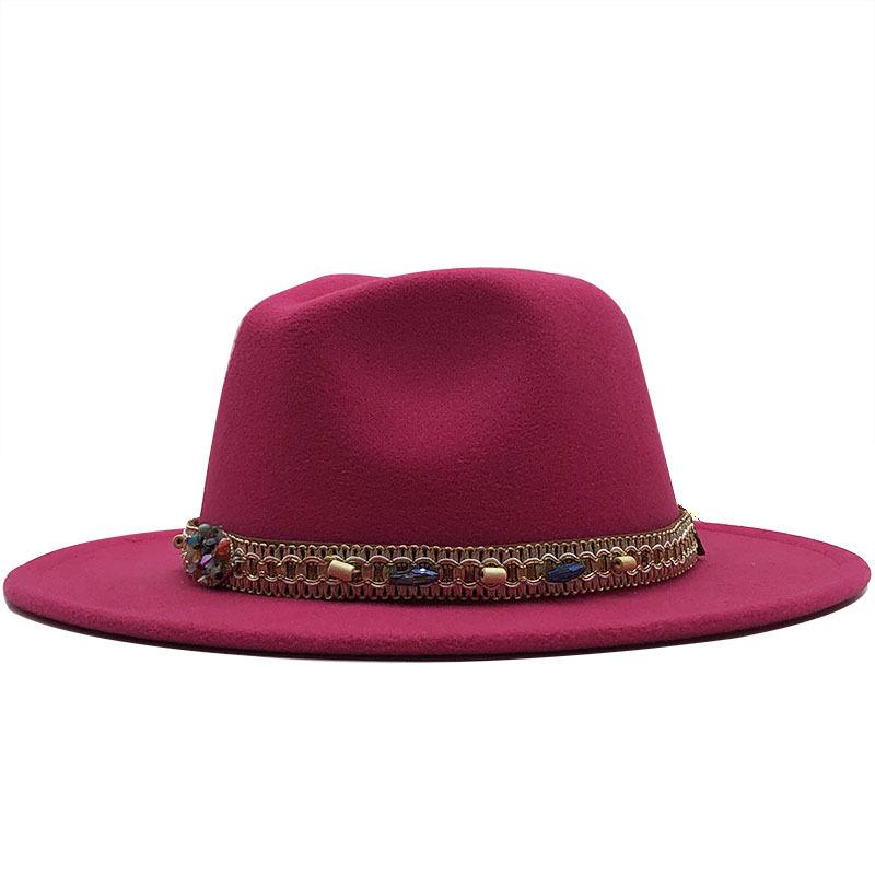 Woolen Top Hat European and American Fashion Ethnic Style Hat Flat-brimmed Big-brimmed Jazz Hat