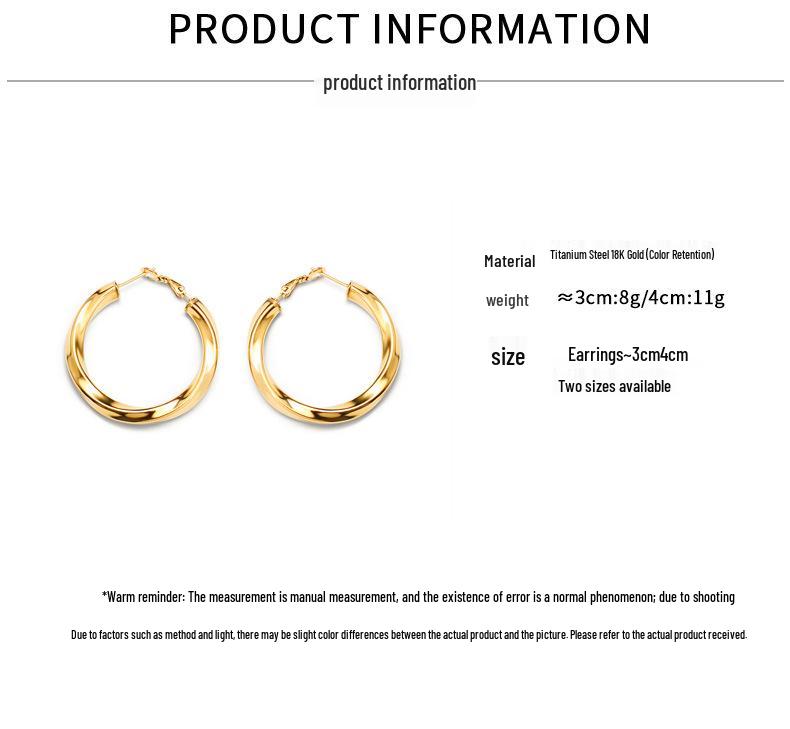 Geometric Hollow Retro Twisted Hoop Earrings - Titanium Steel, Non-fading
