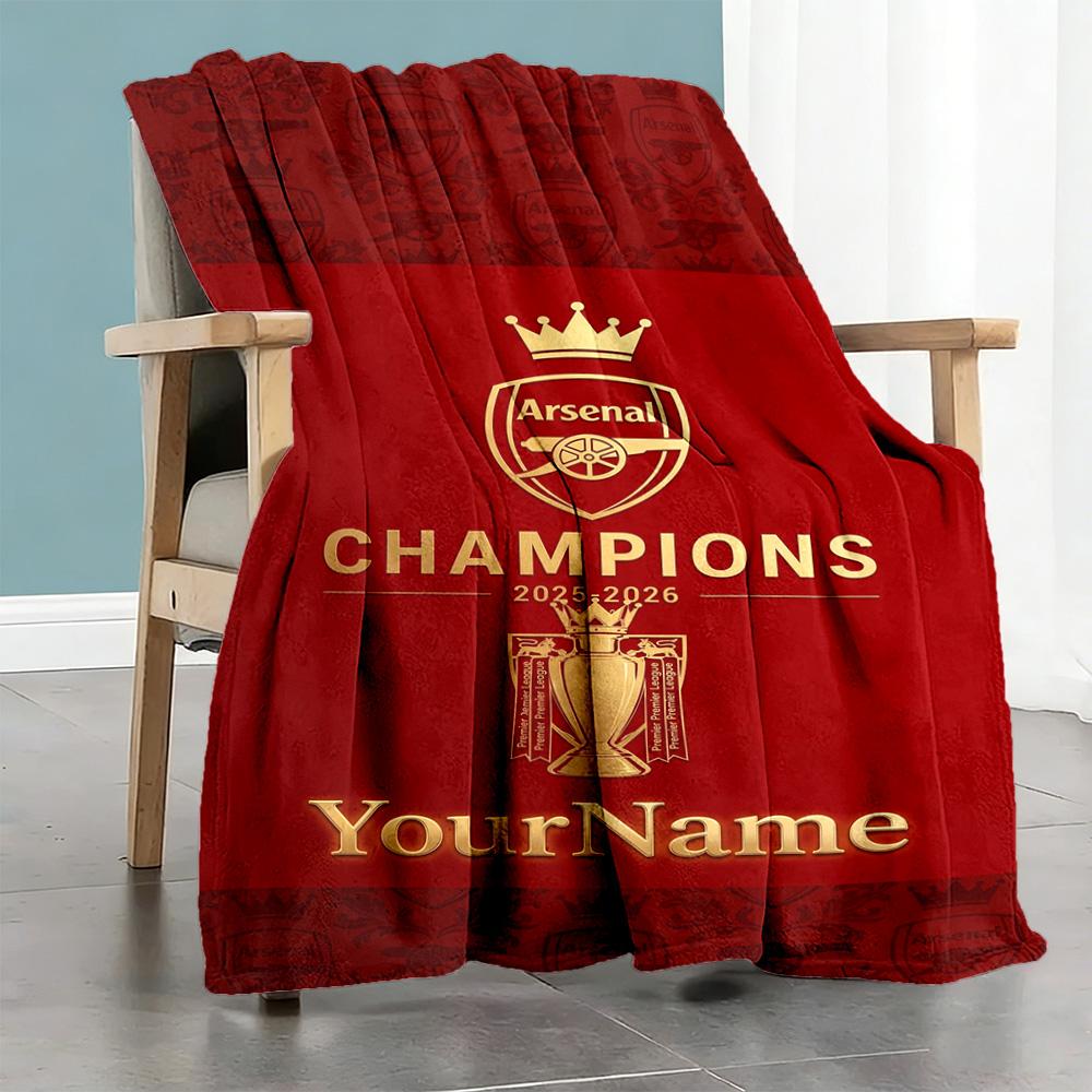Arsenal Customize Your Name Blanket Throw Personalized Blanket Comfortable Versatile for Living Room Livingroom Office Home Decor Ideal for All Season