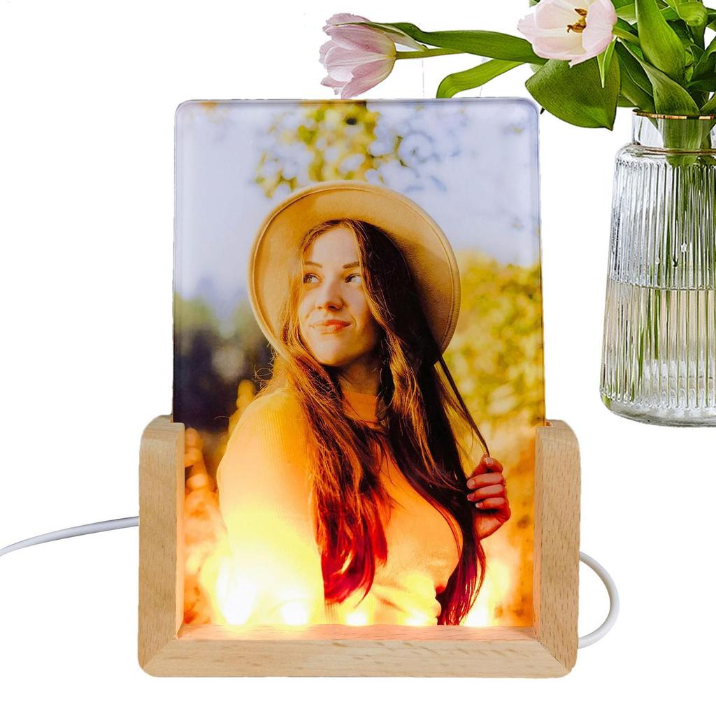 Led Picture Frame Sublimation Acrylic Night Lights Blank Display Stand Crafts Decoration For Home Birthday Christmas Women