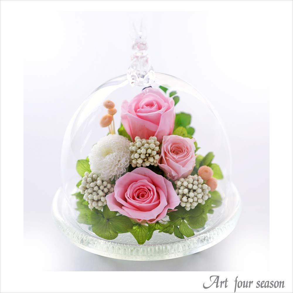 Art for Seasons Rabbit Glowing Rose Preserved Flowers (Pink)