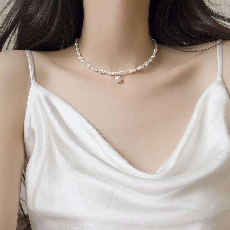 Women s Elegant Double Layer Woven Necklace - Light Luxury Versatile Choker with Niche Design
