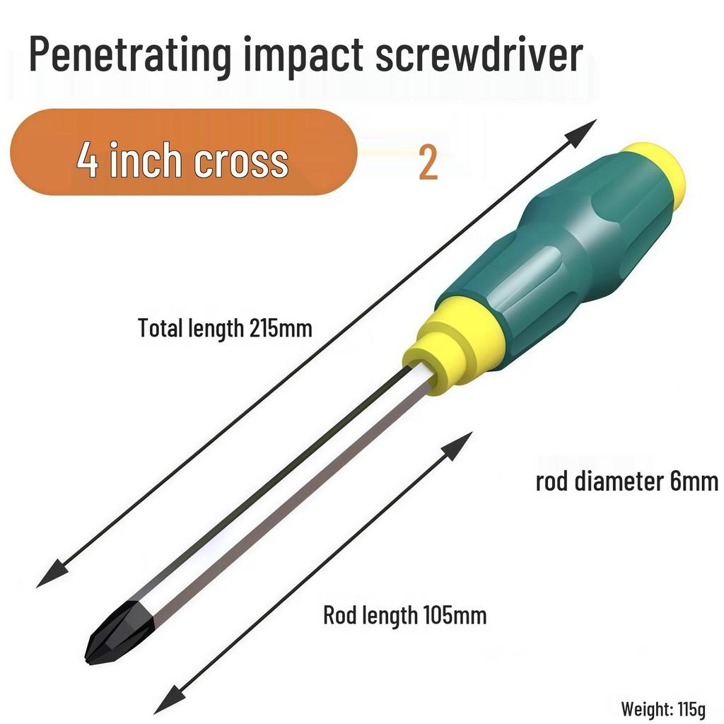 Industrial-Grade Extra Long Magnetic Screwdriver, Super Hard, Hammerable, Phillips & Slotted Bits