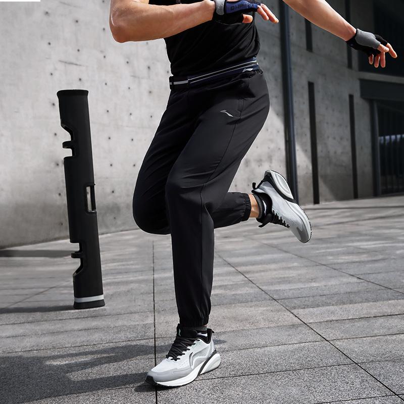 Li-Ning Fitness Series Solid Color Quick-Dry Knitted Sports Pants Men Bottoms Black AYKU461-1