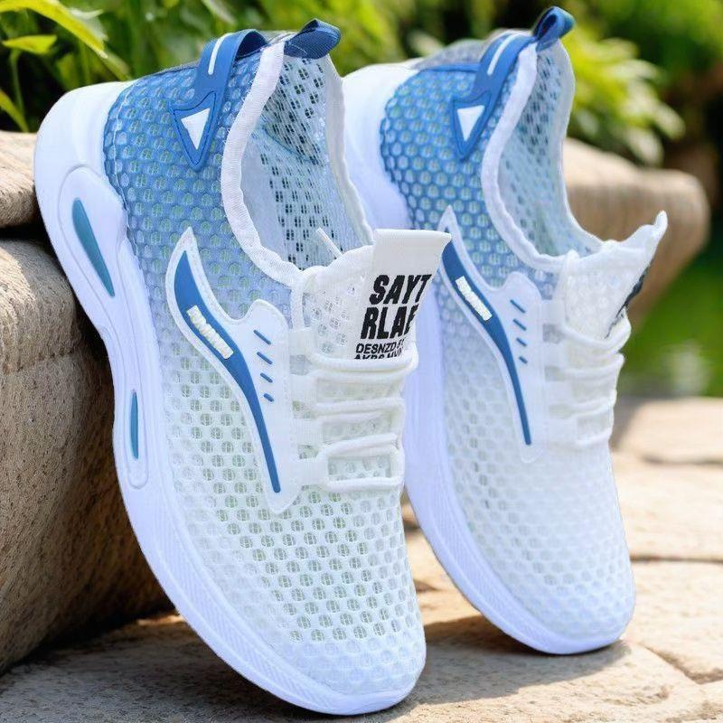 

Summer men s shoes hollow mesh breathable casual shoes soft sole light one pedal lazy shoes thin versatile sports shoes 39