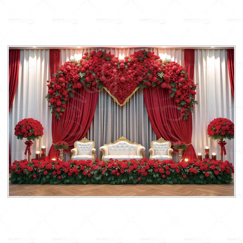 MOON.QG Valentine's Day Decoration Photo Background Candy Shop Teddy Bear Rose Soad Backdrops For Photography Studio Photozone