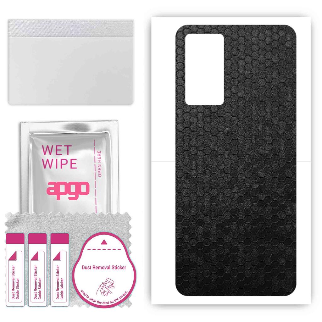 apgo Protective Skin Sticker for the back compatible with Vivo Y75 4G, Wrap Film, Foil, Vinyl - Pattern Black Honeycomb