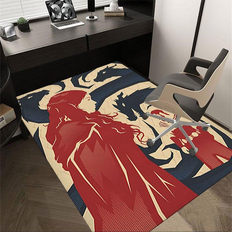 

1pc Fire and Blood Office Carpet Chair Mats, Home Decor Mat Fantasy Theme Mat Durable Mat, Dragon Decor,Suitable for fantasy theme lovers 60cm by 90cm