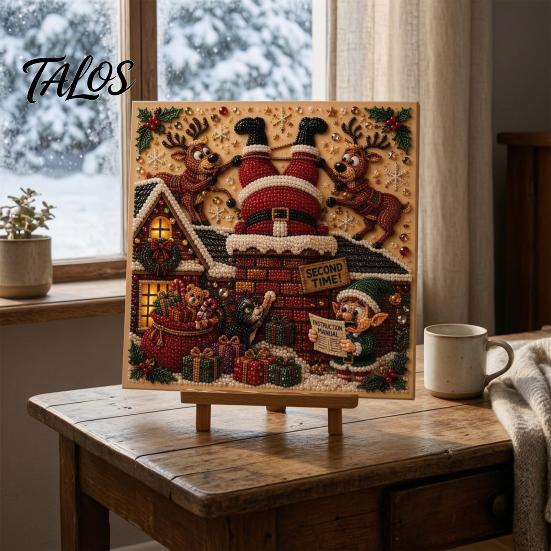 Faux Pearl Painting Kits for Kids Christmas Art Kit, DIY Rhinestone 8" x 8", Cartoon 3D Picture Creation Snowman Animal Diamond Craft Kit Adults,