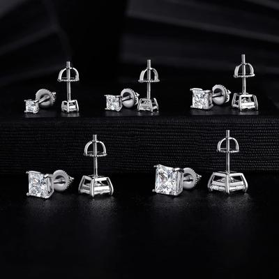 A Copper Inlaid Zircon Suit, Small Stud Earrings, Men's and Women's Fashion Design, Trendy Ear Hole Earrings, Popular